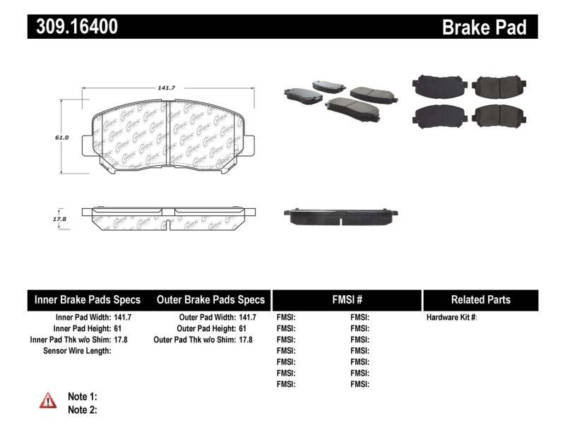 StopTech Performance Front Brake Pads 13-14 Dodge Dart/Jeep Cherokee - Torque Motorsport