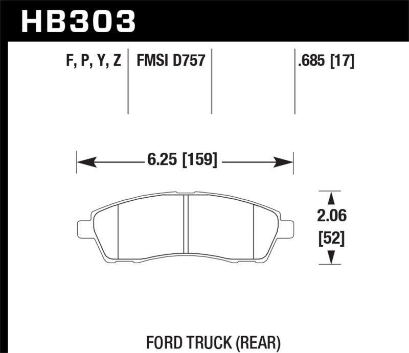 Hawk 99-05 Cadillac Excursion / 99-04 Ford F-250/F-350 Super Duty Pickup Rear LTS Street Brake Pads - Torque Motorsport