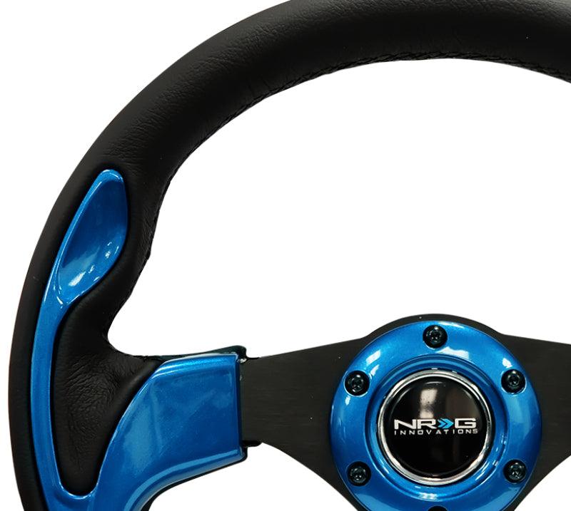 NRG Reinforced Steering Wheel (320mm) Blk w/Blue Trim - Torque Motorsport