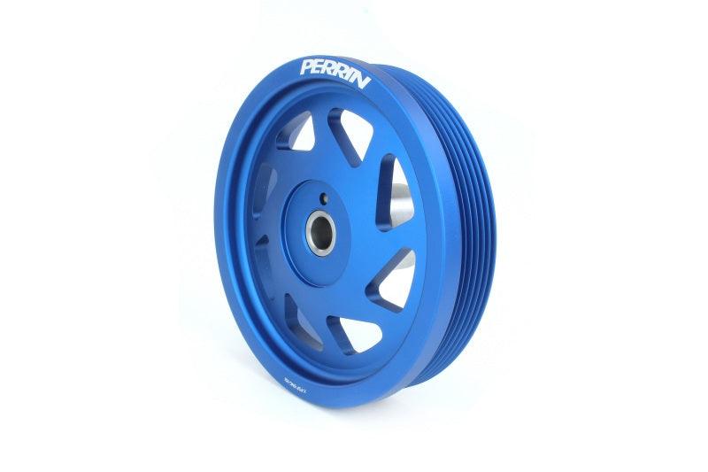 Perrin 19-21 Subaru WRX / 16-18 Forester Lightweight Crank Pulley (FA/FB Engines w/Large Hub) - Blue - Torque Motorsport