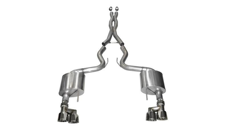 Corsa 15-16 Ford Mustang GT 5.0 3in Cat Back Exhaust Polish Quad Tips (Xtreme) - Torque Motorsport