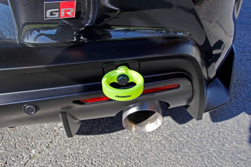 Perrin 2020 Toyota Supra Tow Hook Kit (Rear) - Neon Yellow - Torque Motorsport