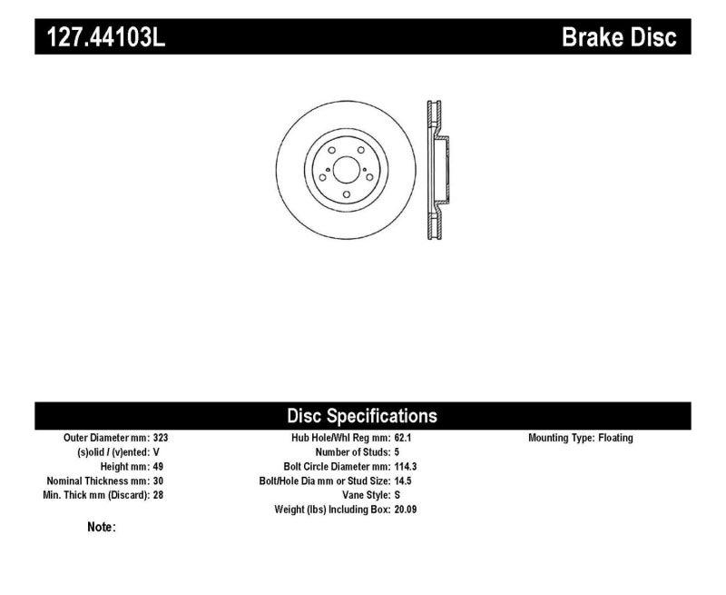 StopTech 5/93-98 Toyota Supra Turbo Left Front Slotted & Drilled Rotor - Torque Motorsport