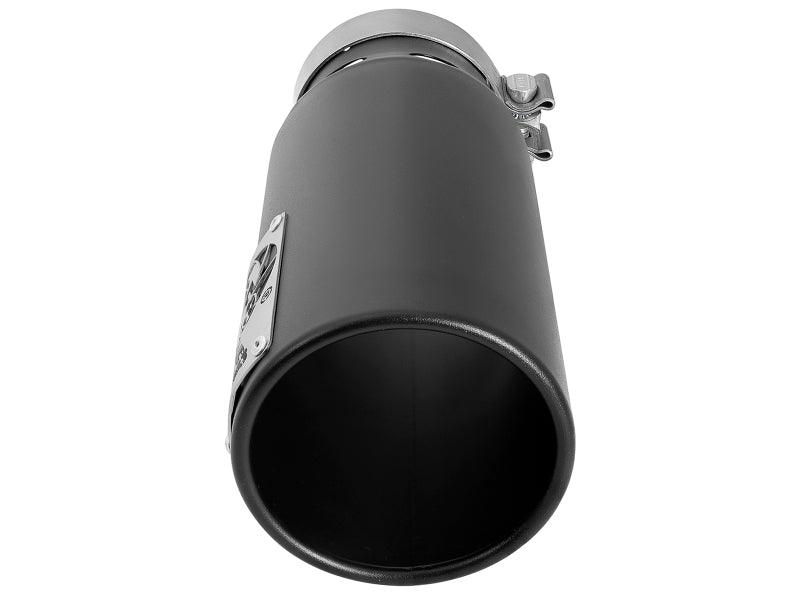 aFe SATURN 4S 4in SS Intercooled Exhaust Tip - Black 4in In x 5in Out x 12in L Bolt-On - Torque Motorsport