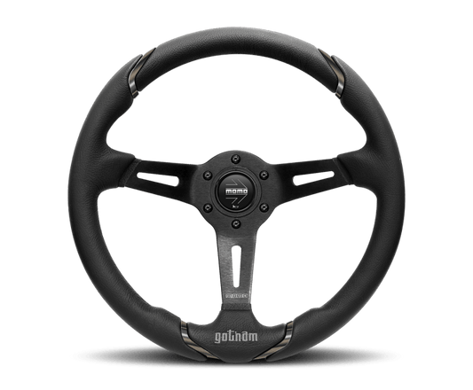 Momo Gotham Steering Wheel 350 mm - Black Leather/Black Spokes - Torque Motorsport