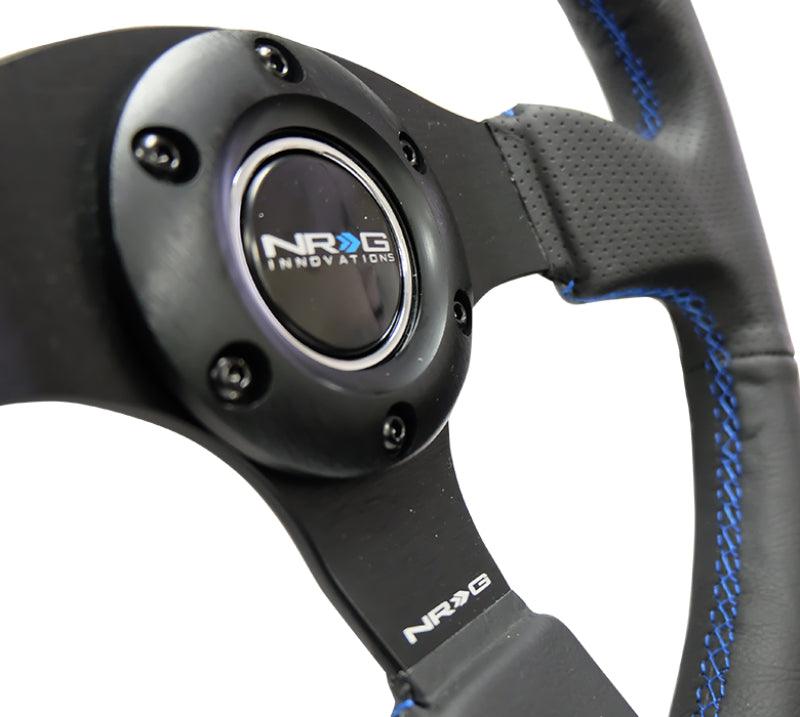 NRG Reinforced Steering Wheel (320mm) Black Leather w/Blue Stitching - Torque Motorsport