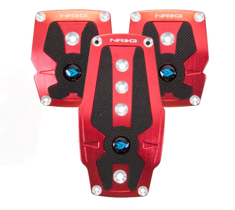 NRG Brushed Aluminum Sport Pedal M/T - Red w/Black Rubber Inserts - Torque Motorsport