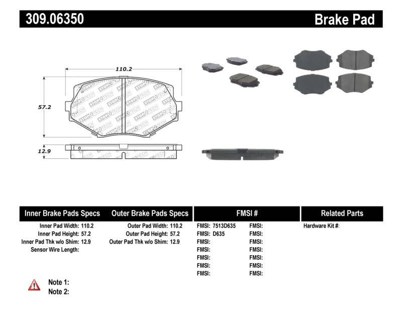 StopTech Performance 94-97/99-05 Miata w/Normal Suspension Front Brake Pads D635 - Torque Motorsport