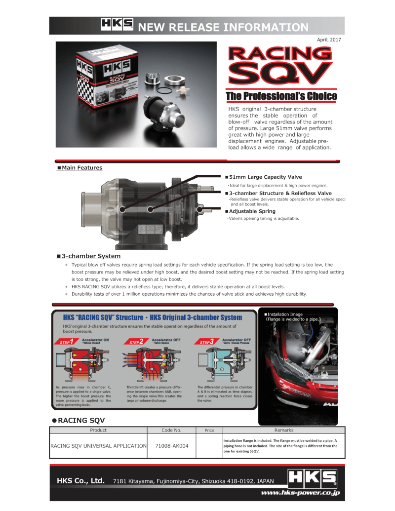 HKS Racing SQV Universal BOV - Torque Motorsport