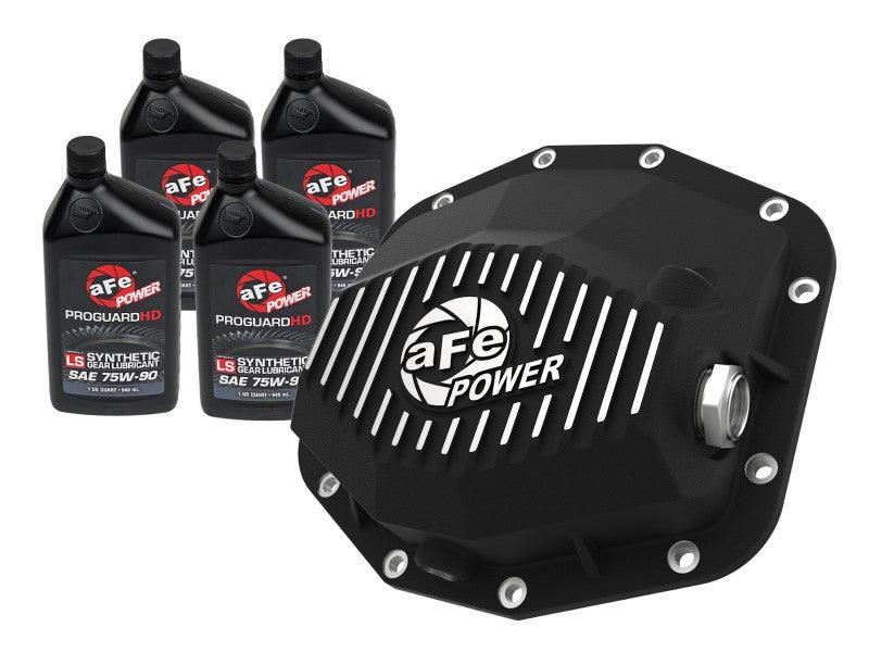 aFe POWER 21-22 Ram1500 TRX Hemi V8 6.2L PRO Series Rear Diff Cover Black w/Machined Fins & Gear Oil - Torque Motorsport