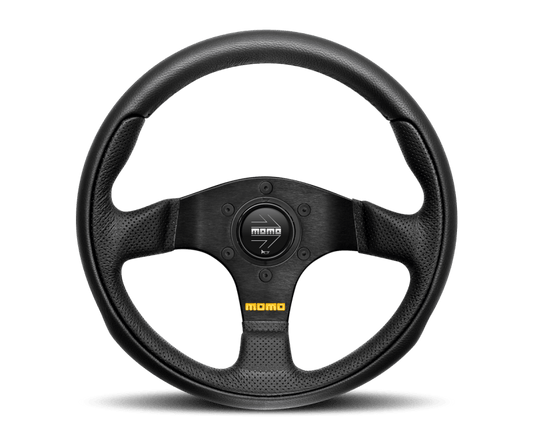 Momo Team Steering Wheel 300 mm - 4 Black Leather/Black Spokes - Torque Motorsport