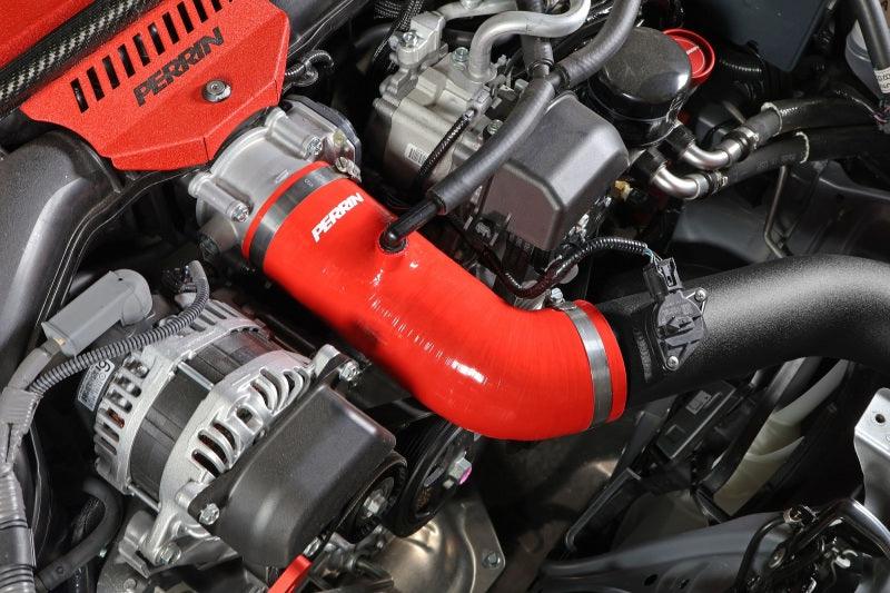 Perrin 22-23 Subaru BRZ/Toyota GR86 Silicone Inlet Hose (3in. ID / SS Wire) - Red - Torque Motorsport