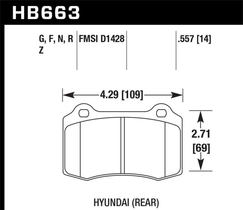 Hawk 10 Hyundai Genesis Coupe (Track w/ Brembo Brakes) HP+ Autocross 14mm Rear Brake Pads - Torque Motorsport