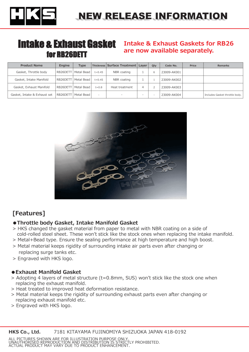 HKS GASKET Throttle Body (RB26DETT) - Torque Motorsport