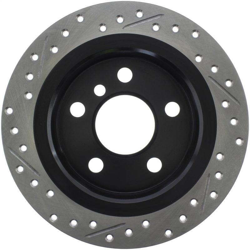 StopTech 14-15 Mini Cooper Base Slotted & Drilled Rear Left Rotor - Torque Motorsport