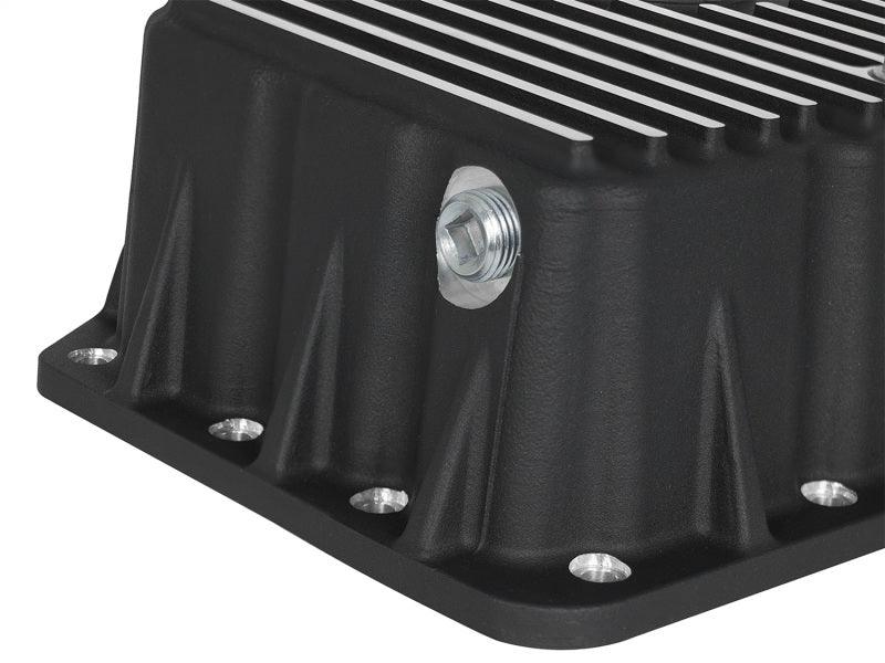 AFE Pro Series Engine Oil Pan Black w/Machined Fins; 11-16 Ford Powerstroke V8-6.7L (td) - Torque Motorsport