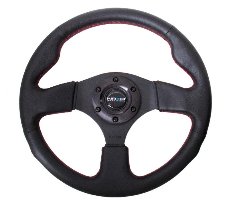 NRG Reinforced Steering Wheel (320mm) Leather w/Red Stitch - Torque Motorsport