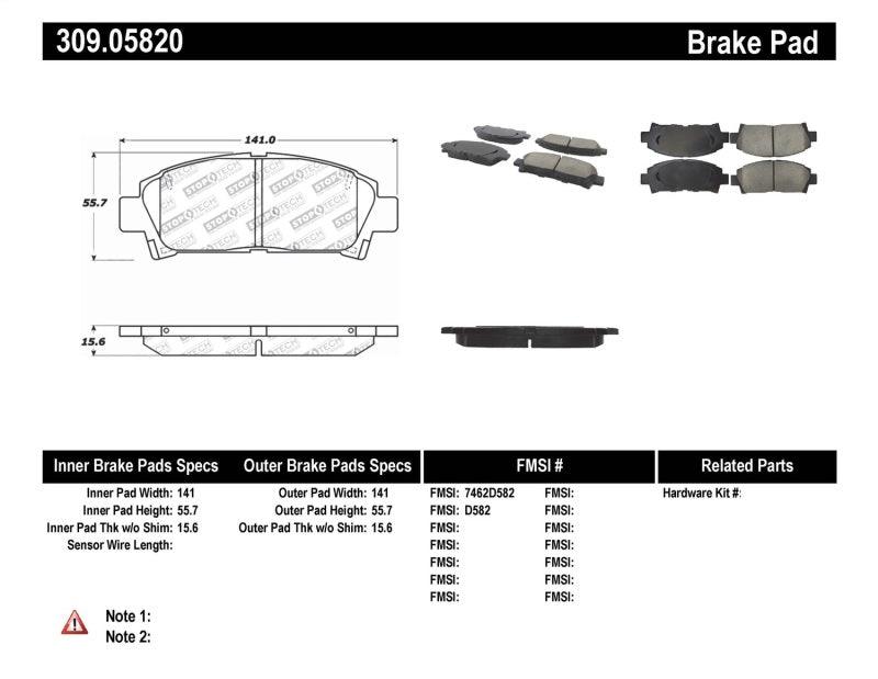 StopTech Performance 92-95 Toyota MR2 Turbo Front Brake Pads - Torque Motorsport