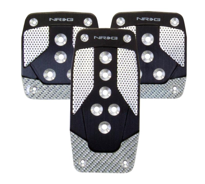 NRG Aluminum Sport Pedal M/T - Black w/Silver Carbon - Torque Motorsport