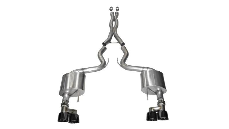 Corsa 15-16 Ford Mustang GT 5.0 3in Cat Back Exhaust Black Quad Tips (Xtreme) - Torque Motorsport