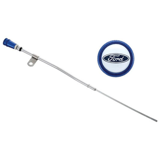 Ford Racing Dipstick Kit - Anodized Aluminum Handle w/ Embossed Ford Logo - Torque Motorsport