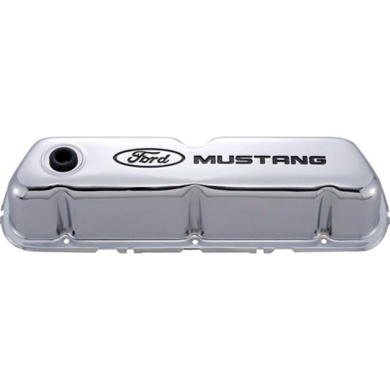 Ford Racing Ford Mustang Logo Stamped Steel Chrome Valve Covers - Torque Motorsport