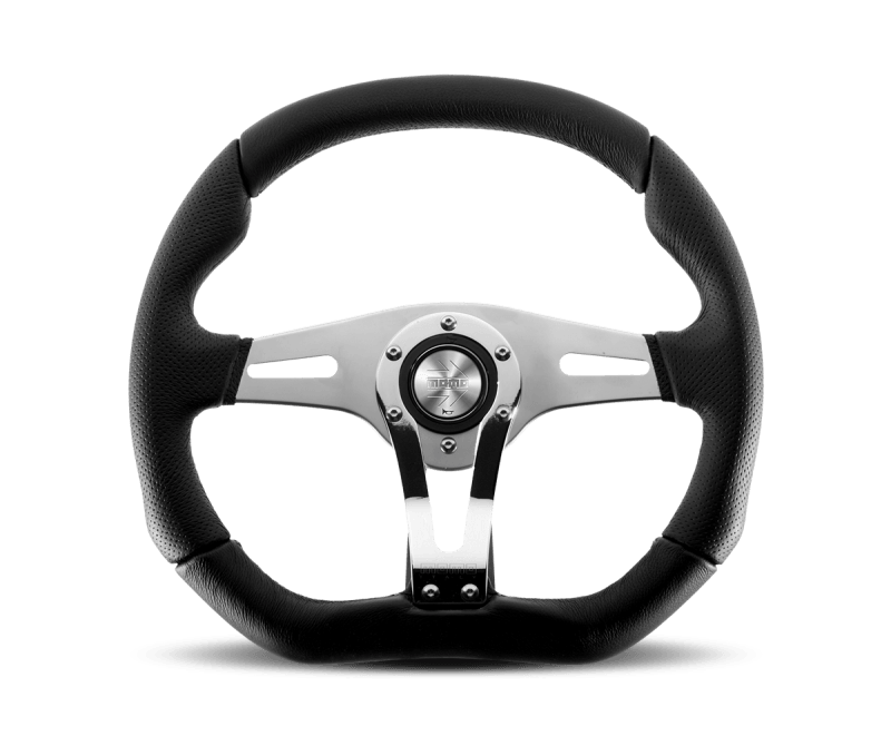 Momo Trek RSteering Wheel - Trek R/350 mm mmeter - Black AirLeather/Brshd Al Spokes - Torque Motorsport