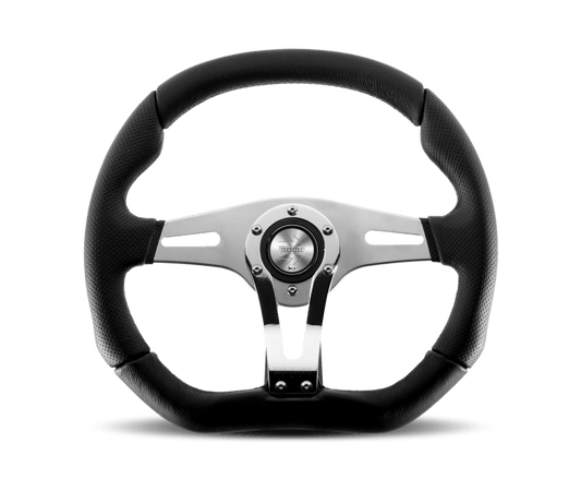 Momo Trek RSteering Wheel - Trek R/350 mm mmeter - Black AirLeather/Brshd Al Spokes - Torque Motorsport