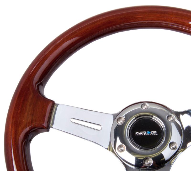 NRG Classic Wood Grain Steering Wheel (330mm) Wood Grain w/Chrome 3-Spoke Center - Torque Motorsport