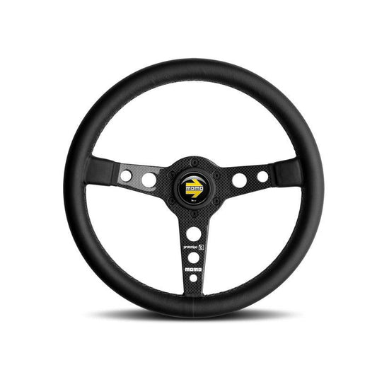 Momo Prototipo 6C Steering Wheel 350 mm - Black Leather/Gry St/Cbn Fbr Spoke - Torque Motorsport