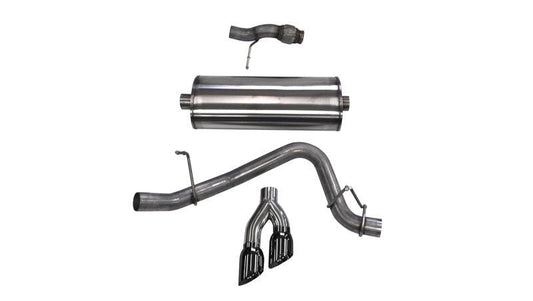 Corsa Cat Back Exhaust, Sport, 3in, Single Side Twin Black 4in Tips, 2015 Chevy Tahoe/GMC Yukon - Torque Motorsport