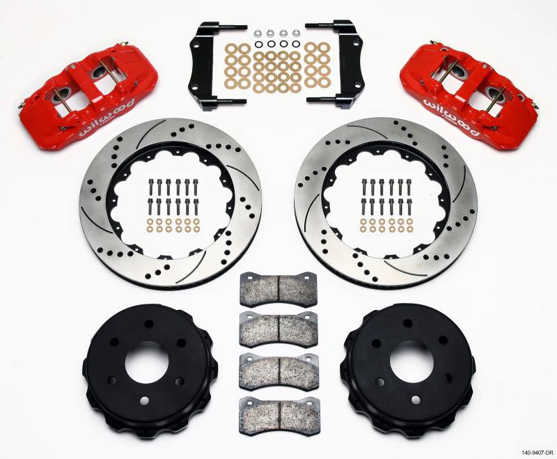 Wilwood AERO4 RearTruck Kit 14.25in Drill Red 1999-2010 GM 1500-SUV 1 Piston OE Caliper - Torque Motorsport