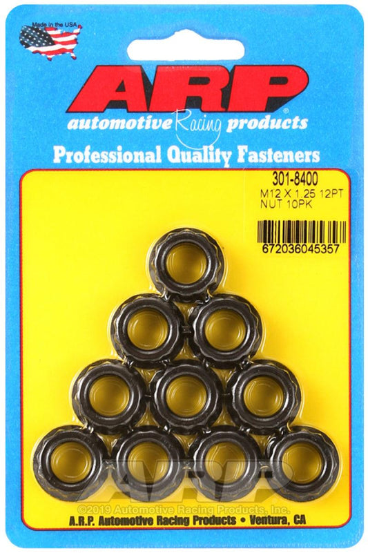 ARP 12mm x 1.25 16mm Socket 12pt Nut Kit (10 pack) - Torque Motorsport