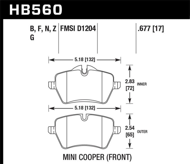 Hawk 05-06 JCW R53 Cooper S & 07+ R56 Cooper S HP+ Street Front Brake Pads - Torque Motorsport