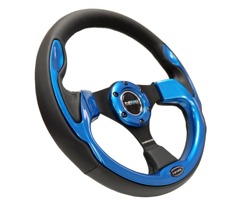 NRG Reinforced Steering Wheel (320mm) Blk w/Blue Trim - Torque Motorsport