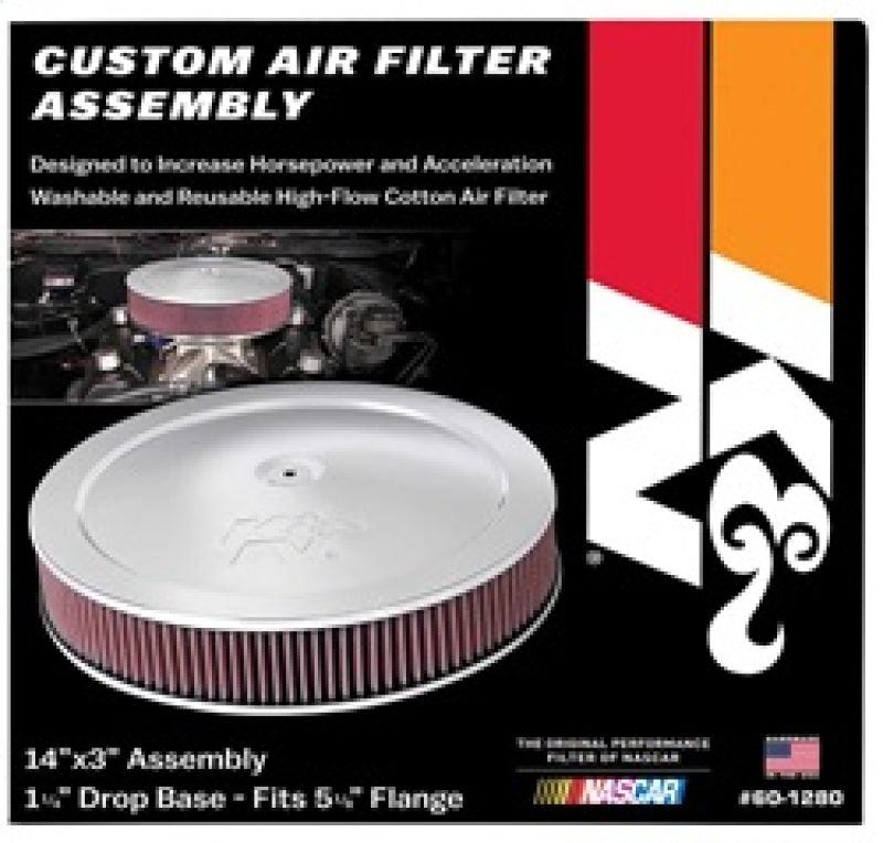 K&N 14in Red Custom Air Cleaner Assembly - 5.125in ID x 14in OD x 2.75in H x 1.25in Drop Base - Torque Motorsport