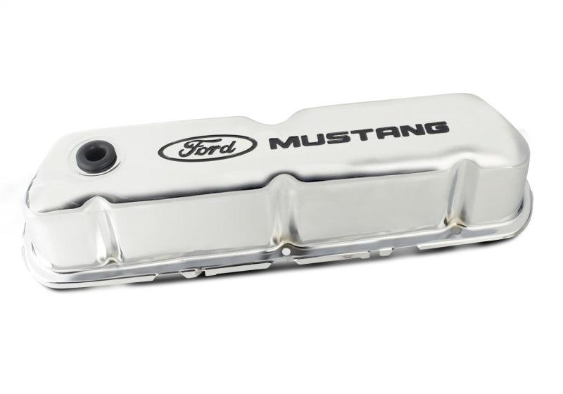 Ford Racing Ford Mustang Logo Stamped Steel Chrome Valve Covers - Torque Motorsport