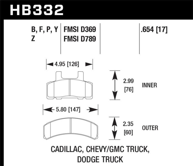 Hawk 99-00 Cadillac Escalade / 88-91 Ford C1500 EC / 92-99 C1500 All Cab Front LTS Street Brake Pads - Torque Motorsport