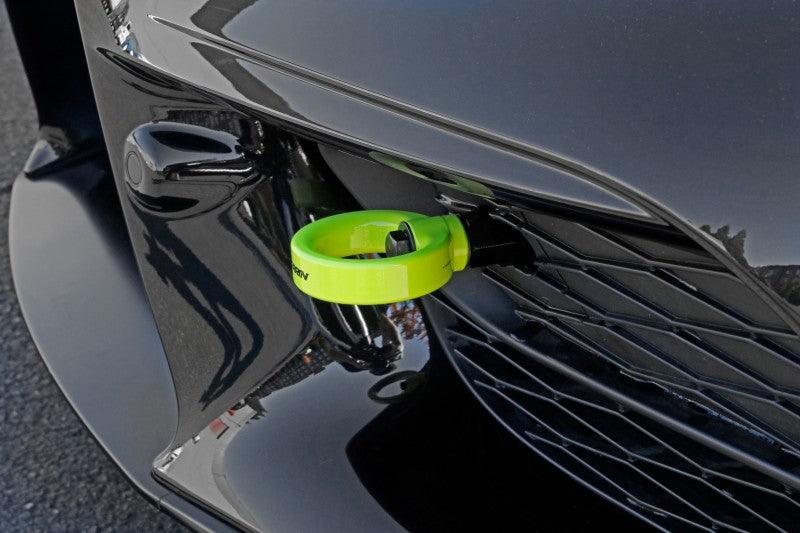 Perrin 2020 Toyota Supra Tow Hook Kit (Front) - Neon Yellow - Torque Motorsport