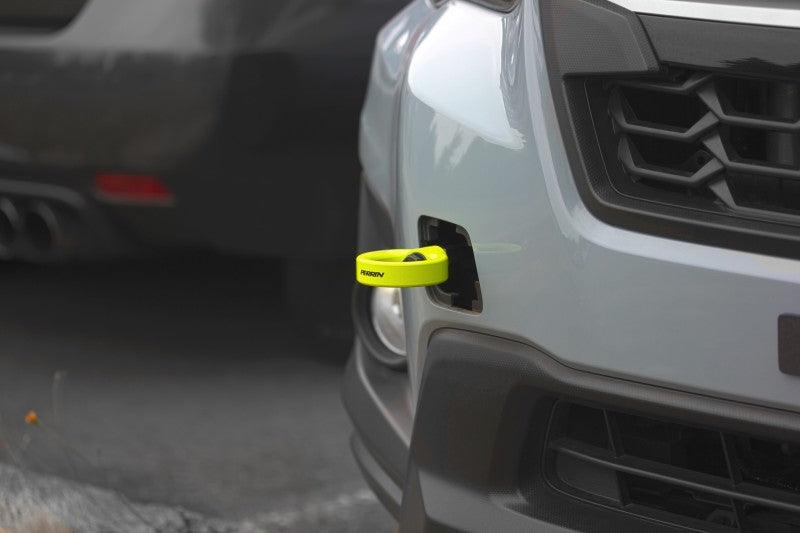 Perrin 2022 Subaru WRX / 18-21 Crosstrek / 14-21 Forester Tow Hook Kit (Front) - Neon Yellow - Torque Motorsport