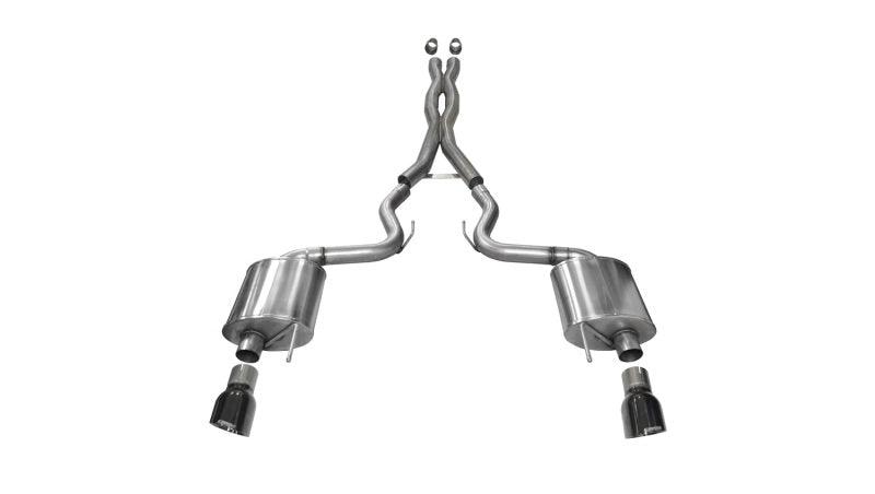 Corsa 2015 Ford Mustang GT 5.0 3in Cat Back Exhaust Black Dual Tips (Sport) - Torque Motorsport