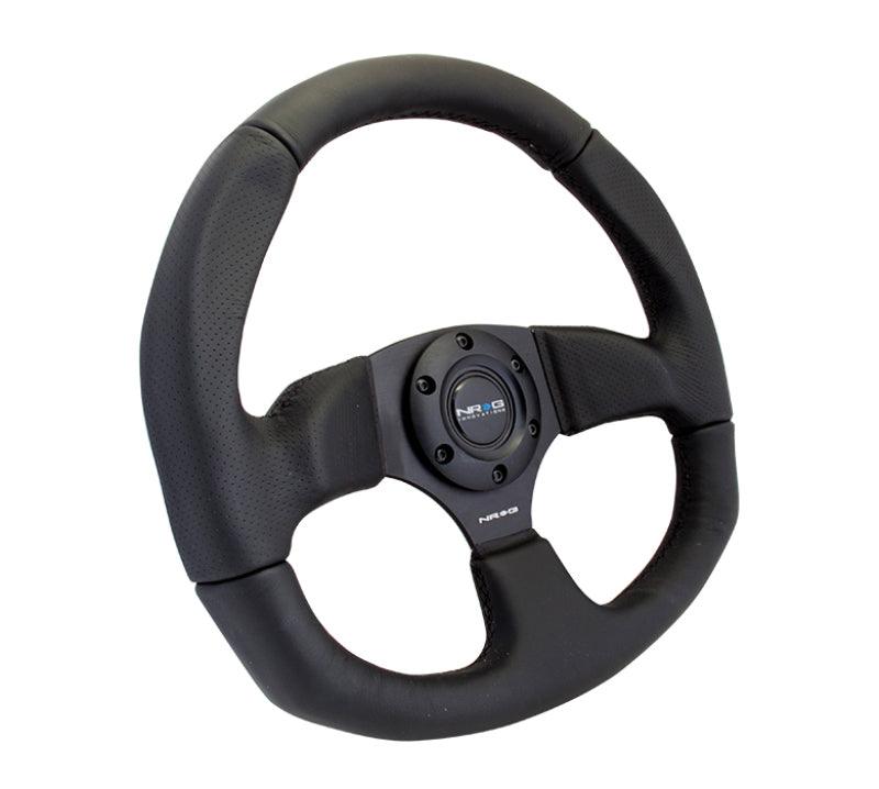 NRG Reinforced Steering Wheel (320mm Horizontal / 330mm Vertical) Leather w/Black Stitching - Torque Motorsport