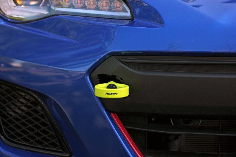 Perrin 18-21 WRX/STI / 13-20 BRZ / 17-20 Toyota 86 Front Tow Hook Kit - Neon Yellow - Torque Motorsport